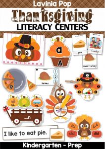 FREE Thanksgiving Literacy Centers for Kindergarten