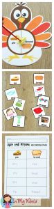 FREE Thanksgiving Literacy Centers for Kindergarten. Spin and Rhyme.