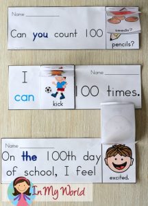 100th Day of School Worksheets and Activities for Kindergarten. Flip Book