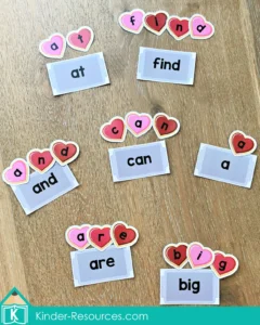 FREE Printable Sight Word Activity for Valentine's Day. Spelling Heart Cookies and Trays