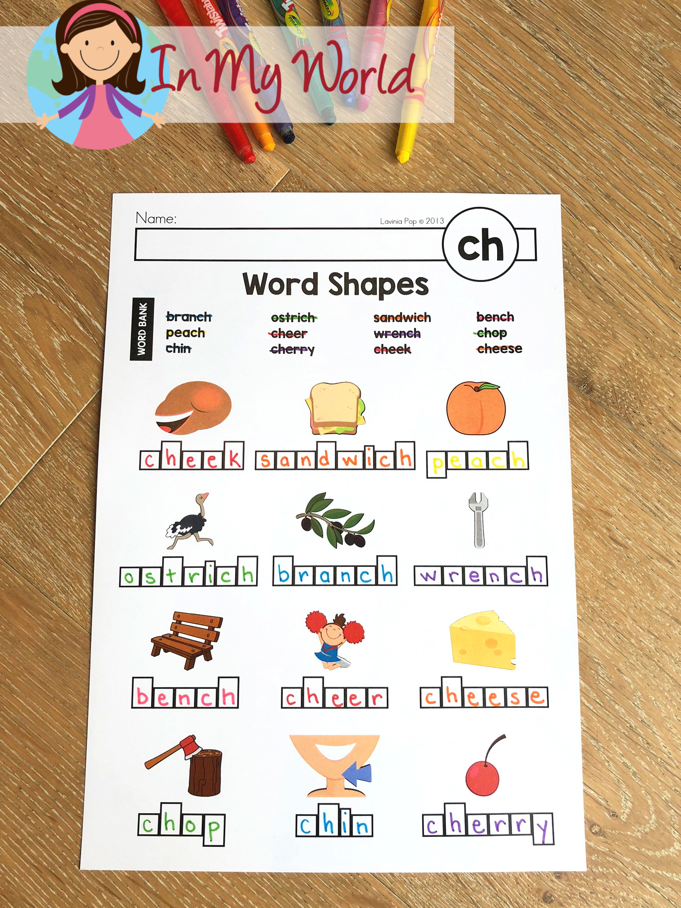 Word shapes worksheet In My World