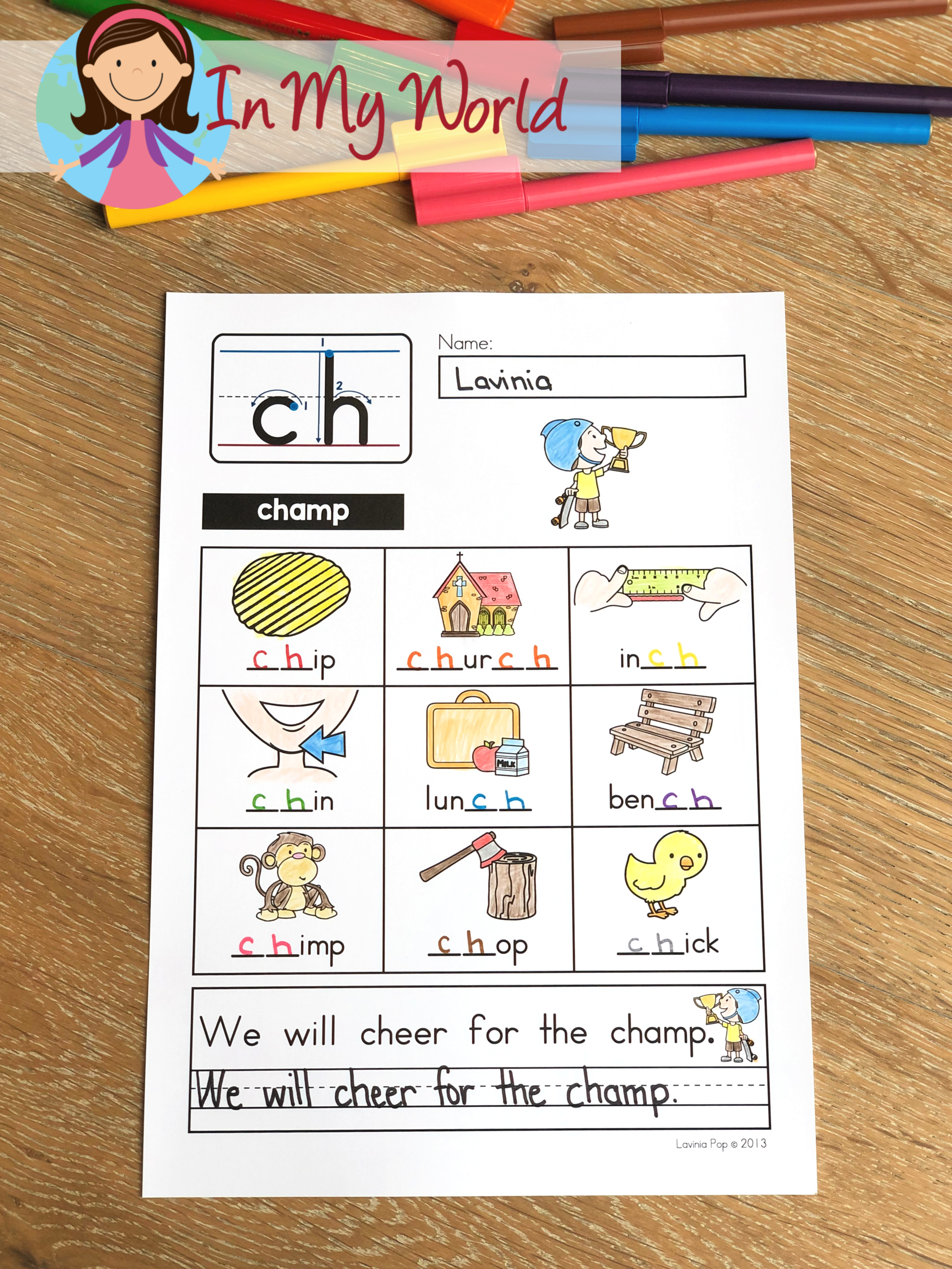 word work worksheet in my world