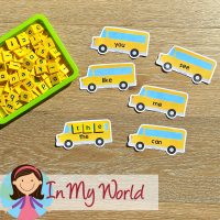 Editable Sight Word Centers: School Bus Word Building - In My World