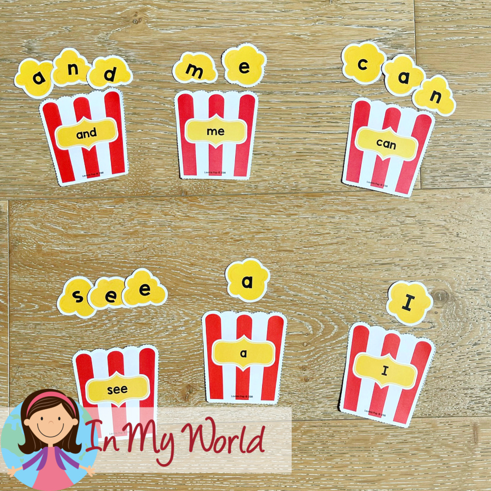 Editable Popcorn Sight Word Center In My World