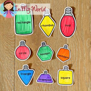 Christmas Worksheets for Preschool 2D shape lights for matching shapes