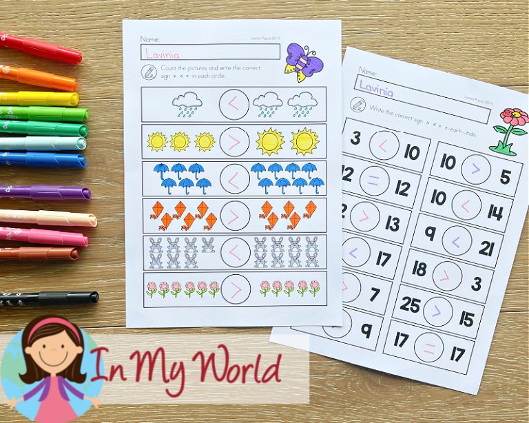 Kindergarten-Spring-Worksheets-Comparing-Numbers - In My World