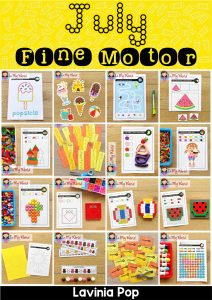 Fine Motor Printable Activities for July Morning Tubs | Bins - In My World