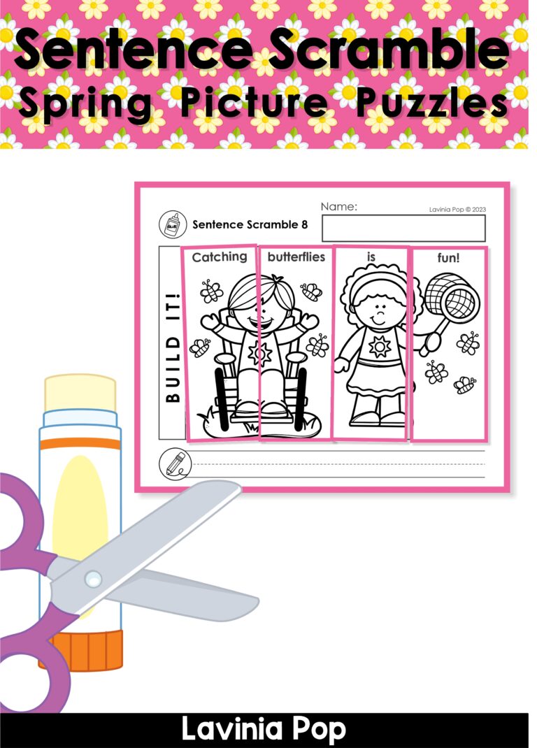 FREE Sentence Scramble Spring Sentence Building Picture Puzzles In