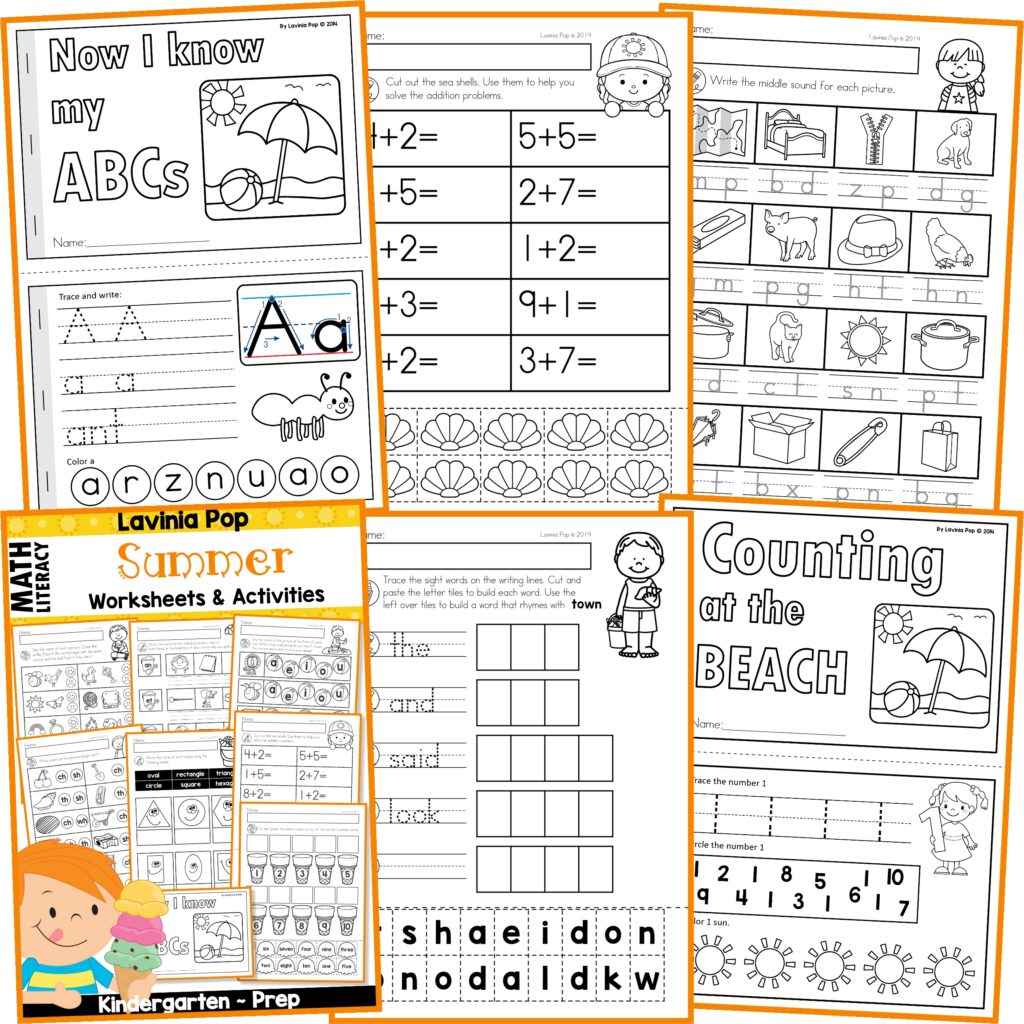 Kindergarten Summer Review Worksheets and Activities No Prep