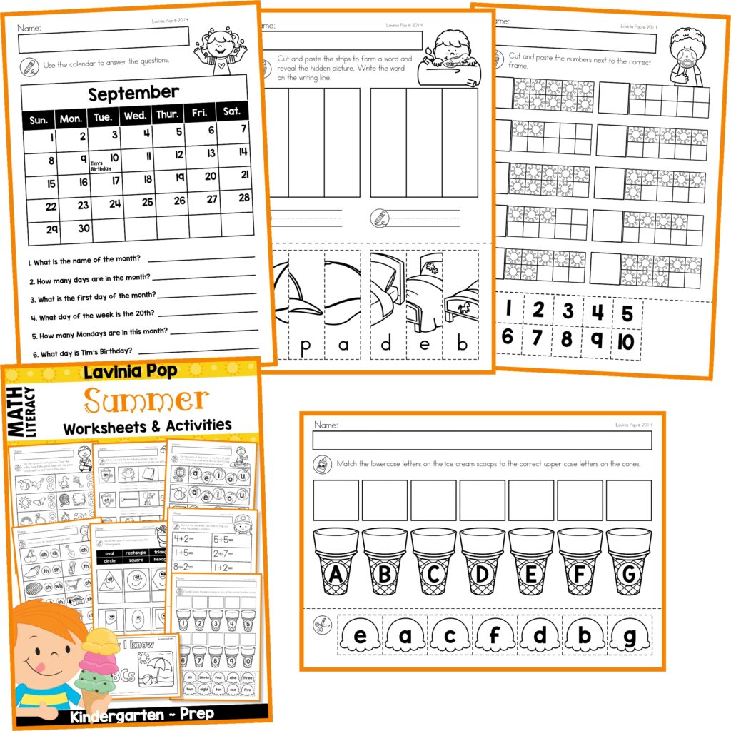 Kindergarten Summer Review Worksheets and Activities No Prep