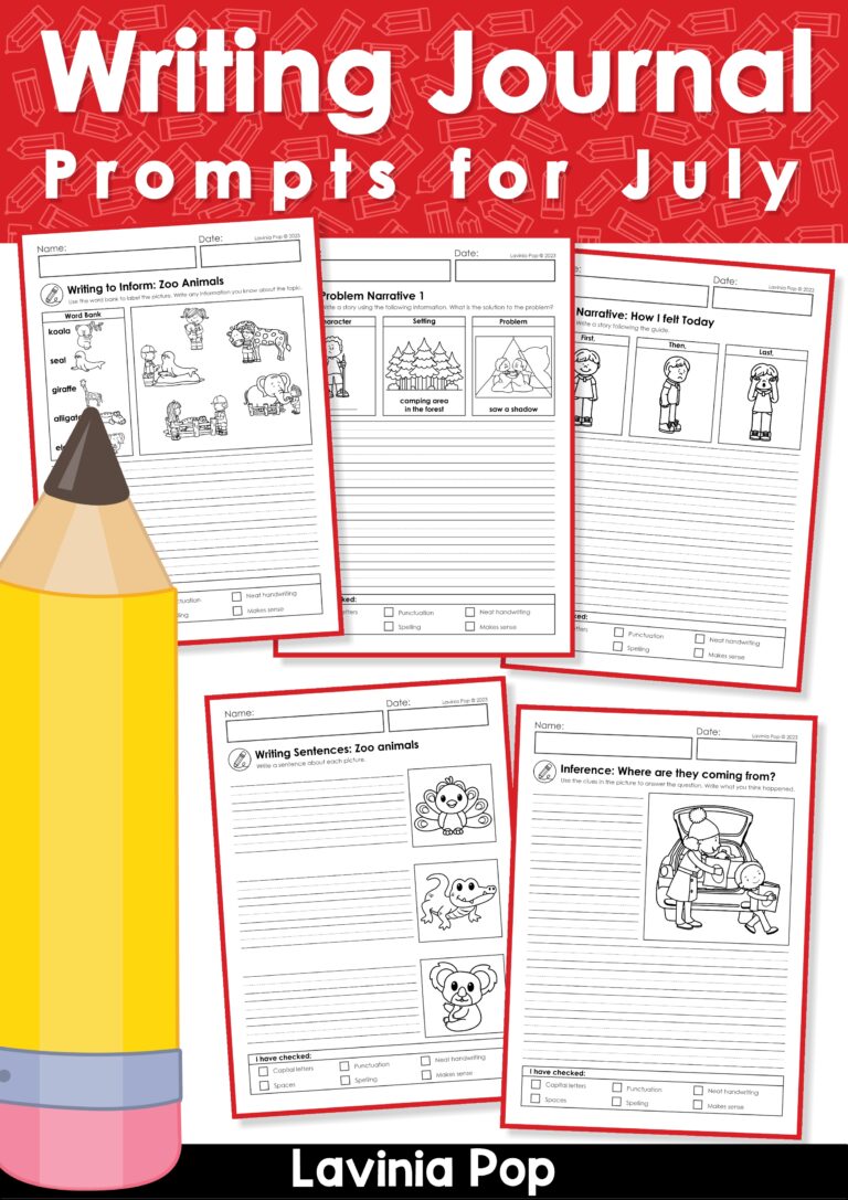FREE Writing Journal: Prompts for July - In My World