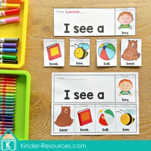 FREE Letter B cut and paste booklet for early reading practice with simple sentences and decodable CVC words.