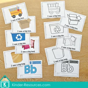 FREE Printable predictable sentence readers with simple CVC words for teaching the letter B.