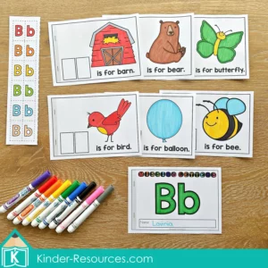 FREE Letter B missing letter cut and paste reader for practicing letter-sound matching and early reading.