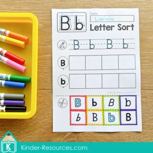 FREE Letter sorting activity for distinguishing uppercase and lowercase B.