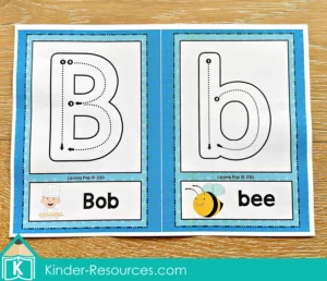 FREE Uppercase and lowercase B tracing cards with picture cues from the free Phonics Letter of the Week B printable packet.
