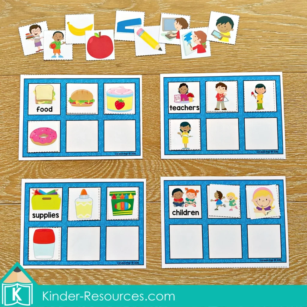 Back to School Math Centers for Kindergarten. Sorting Activity.