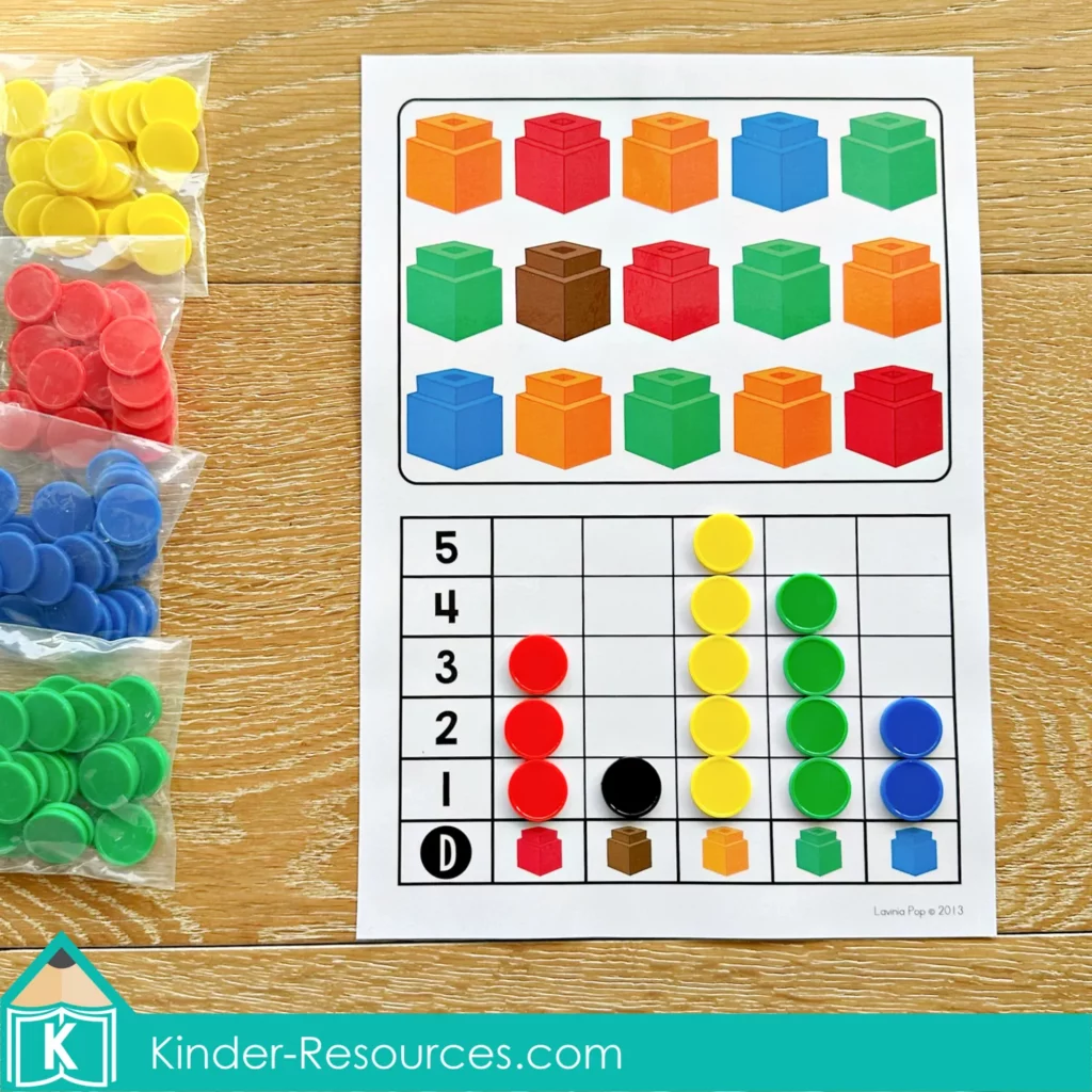 Back to School Math Centers for Kindergarten. Count and Graph