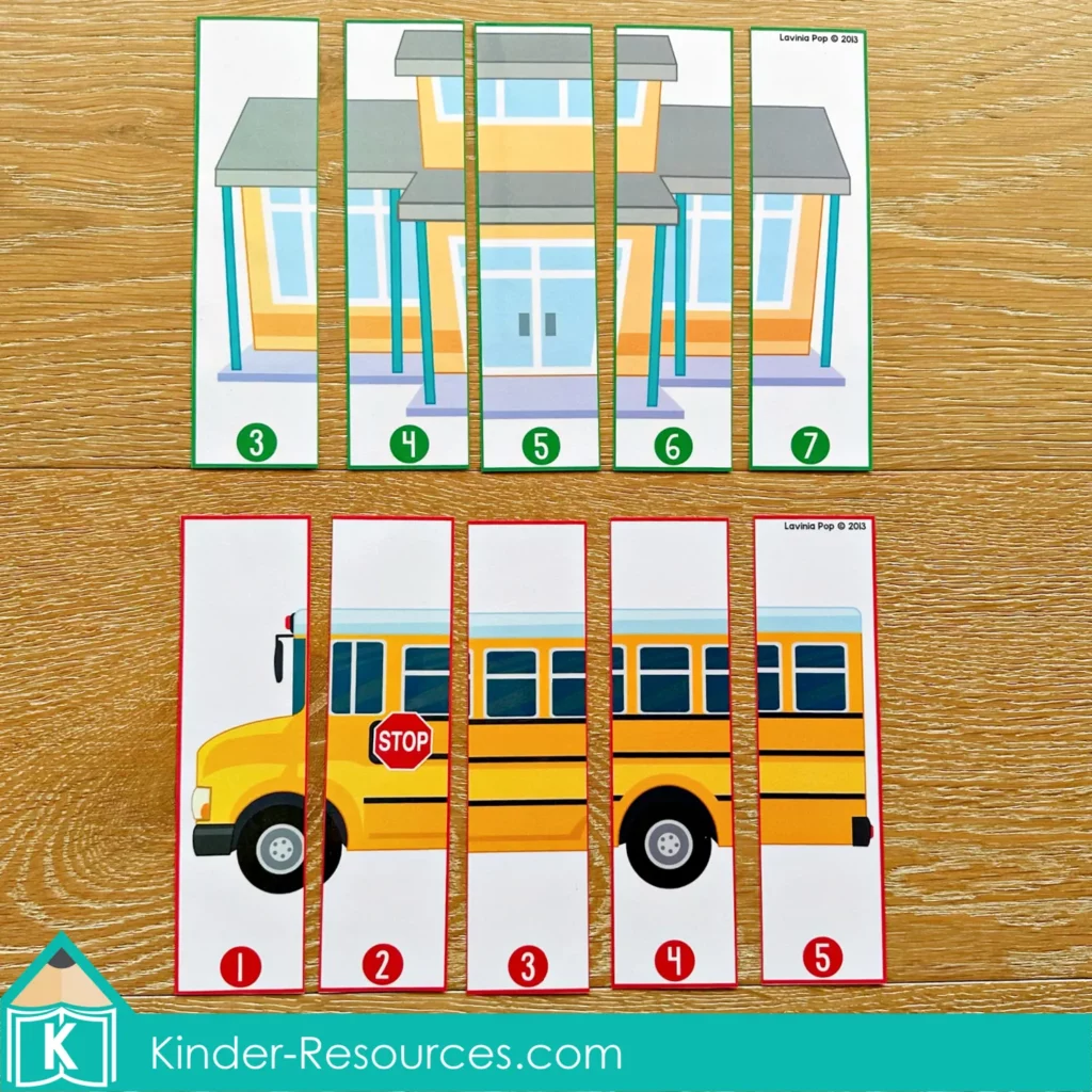Back to School Math Centers for Kindergarten. Number Puzzles