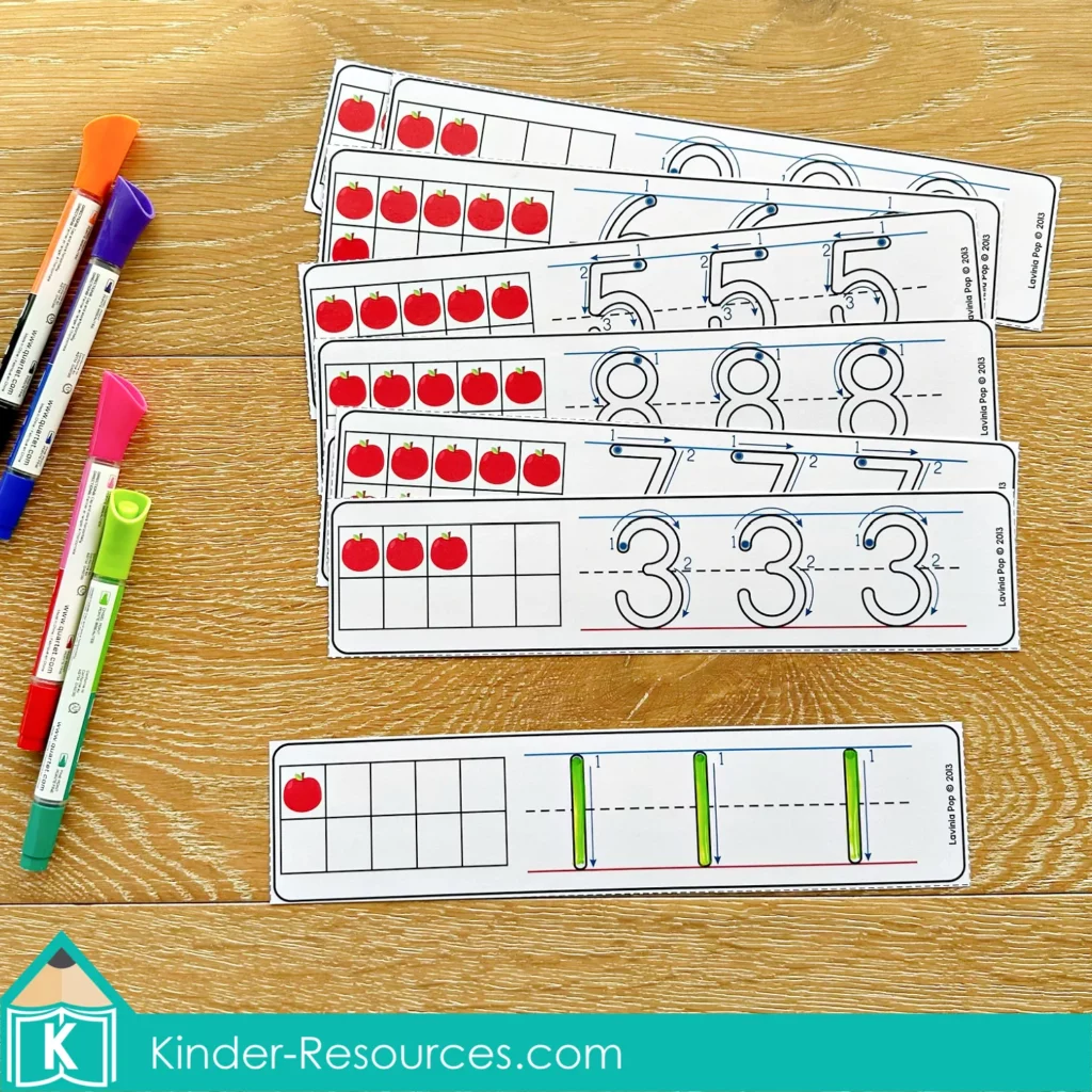 Back to School Math Centers for Kindergarten. Number Tracin Cards