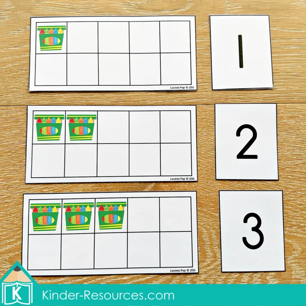 Back to School Math Centers for Kindergarten. Ten Frame Number Match