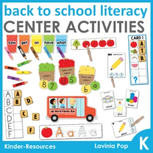 Back to School Literacy Center Activities for Kindergarten