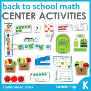 Back to School Match Centers Activities for Kindergarten