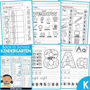 Back to School Kindergarten Worksheets