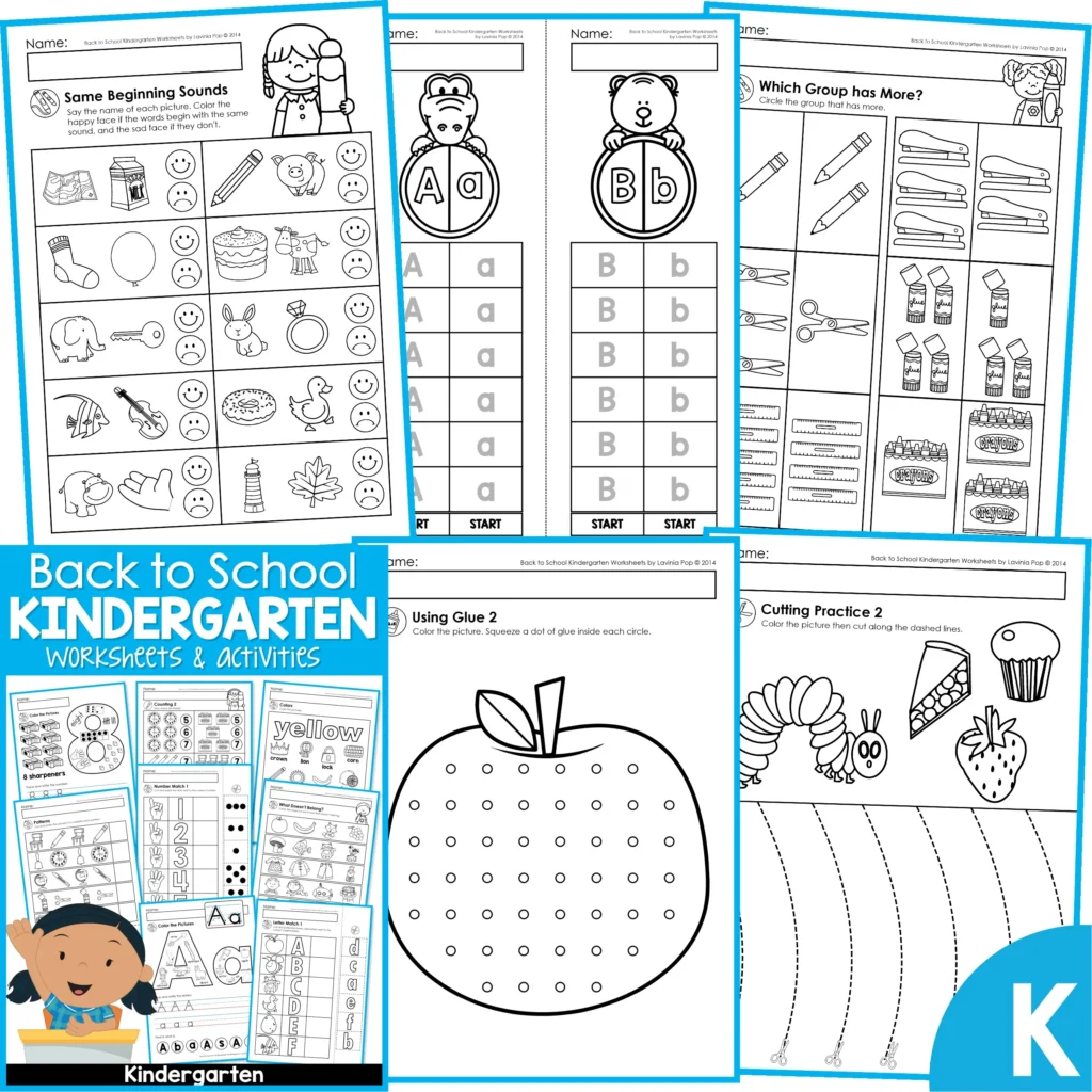 Back to School Kindergarten Worksheets