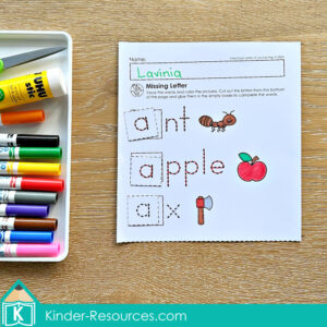 Preschool Alphabet Missing Letter Cut Paste