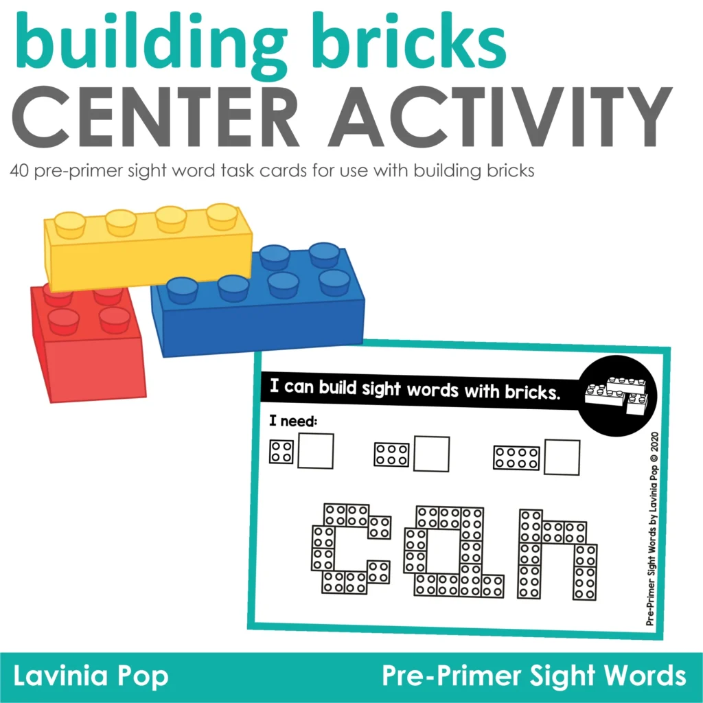 FREE Lego sight word task cards