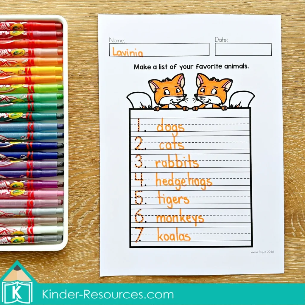 September Writing Journal Prompts My Favorite Animals