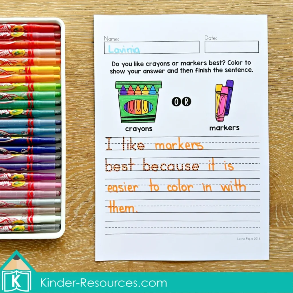 September Writing Journal Prompts Opinion Crayons or Markers