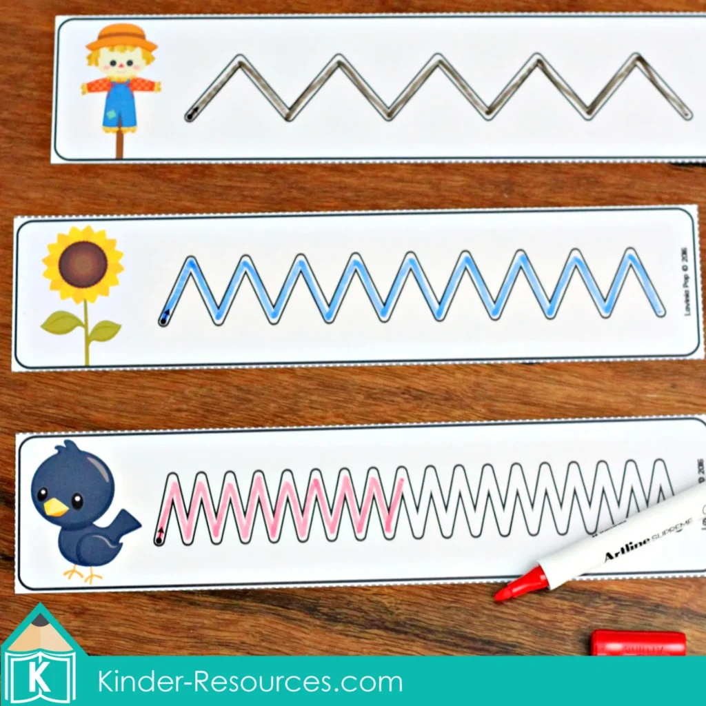 Autumn Fall Preschool Centers Pre-Writing Tracing Cards