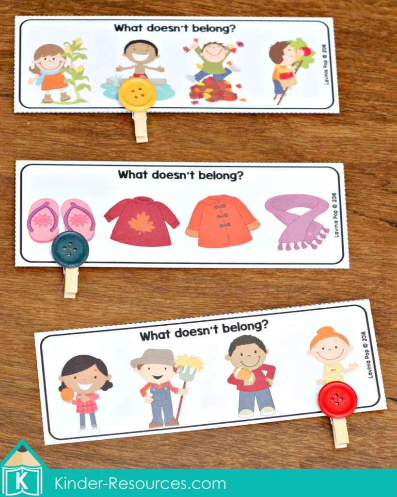 Autumn Fall Preschool Centers What Doesn't Belong