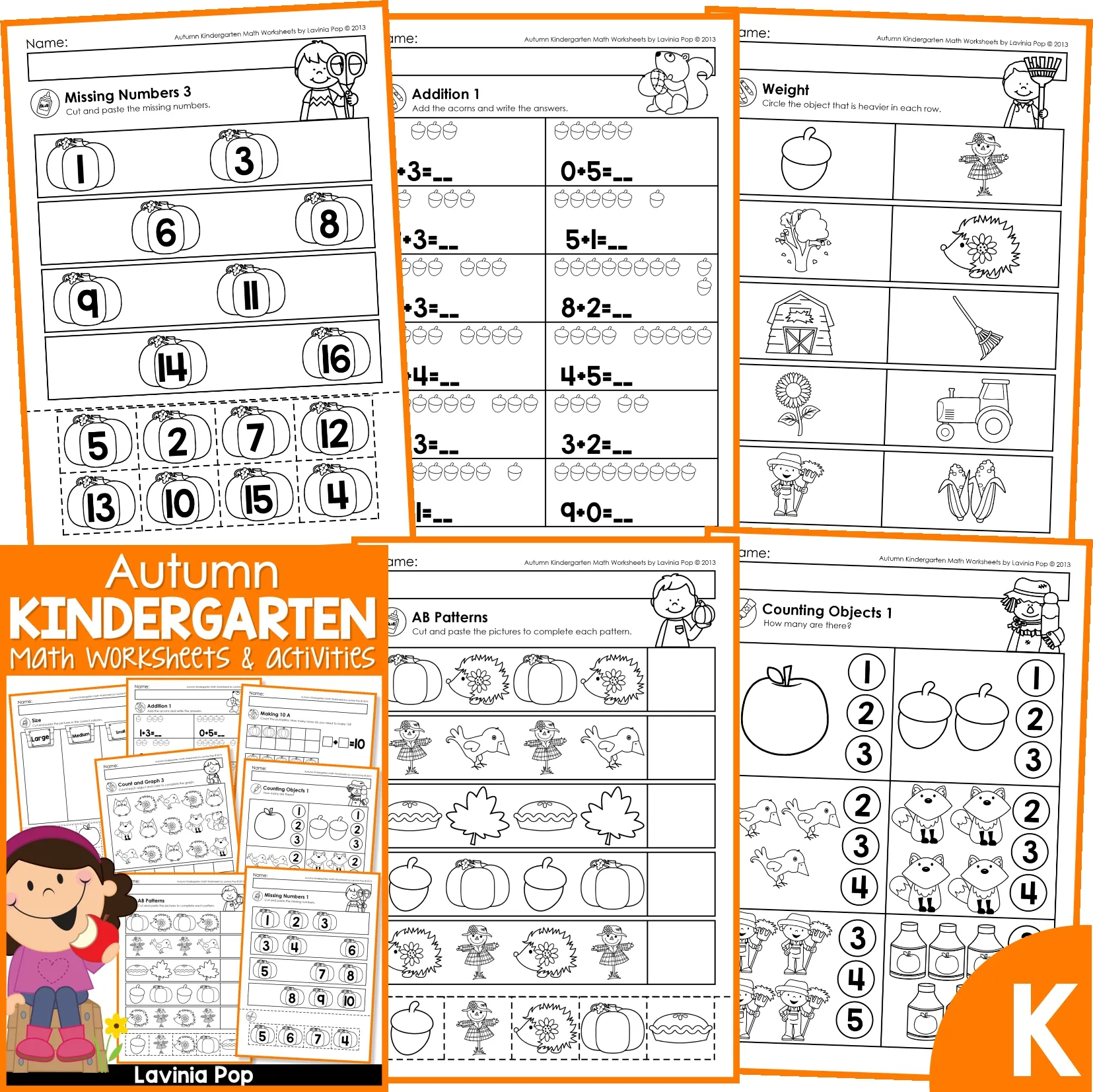 Kindergarten Worksheets No Prep Autumn Fall Math