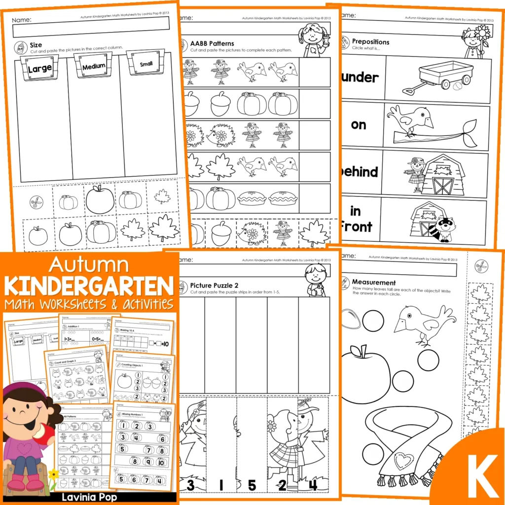 Kindergarten Worksheets No Prep Autumn Fall Math