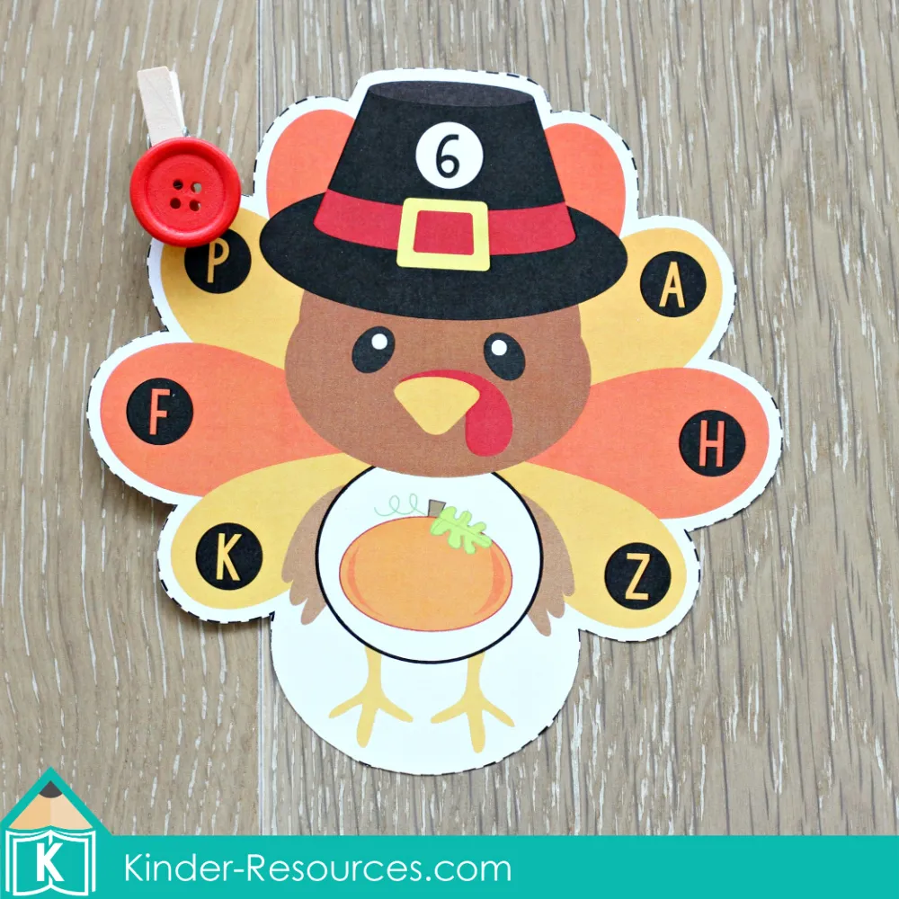 Thanksgiving Literacy Centers for Kindergarten Clip the Beginning Sound Turkey