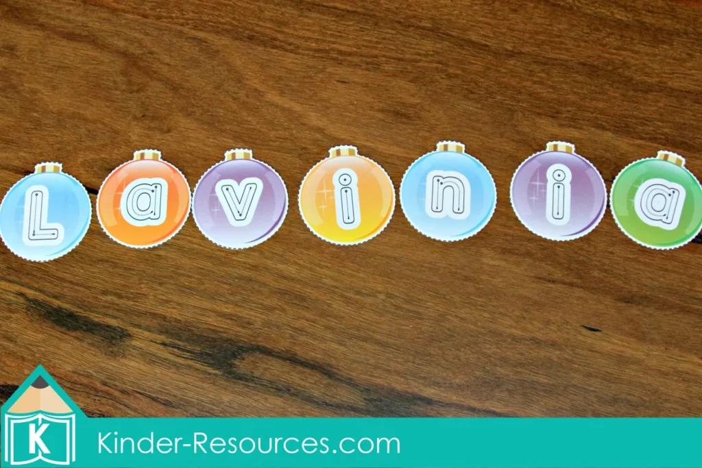 Christmas Preschool Centers Ornament Name Spelling Activity