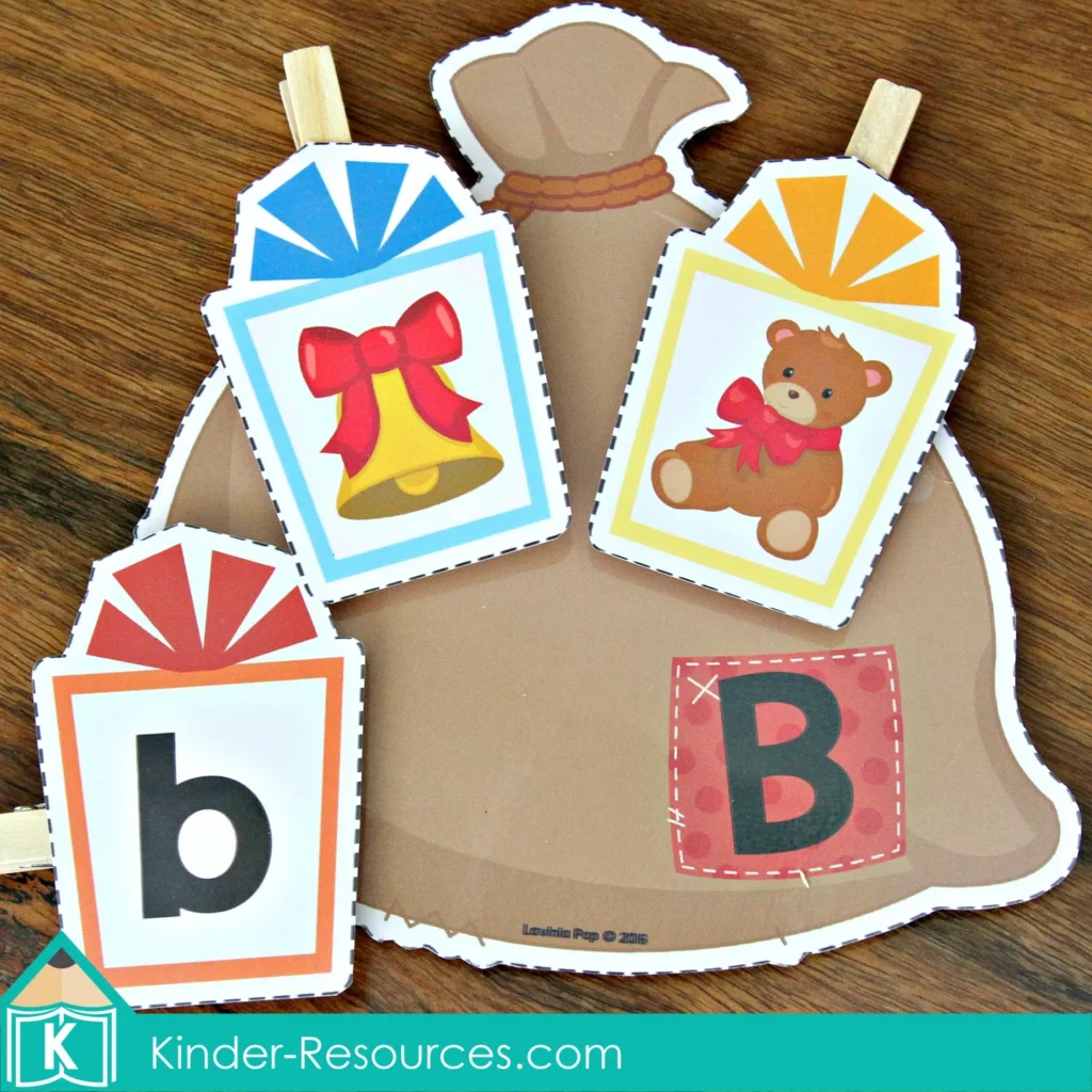 Christmas Preschool Centers Santa's Sack and Gifts Alphabet and Beginning Sounds