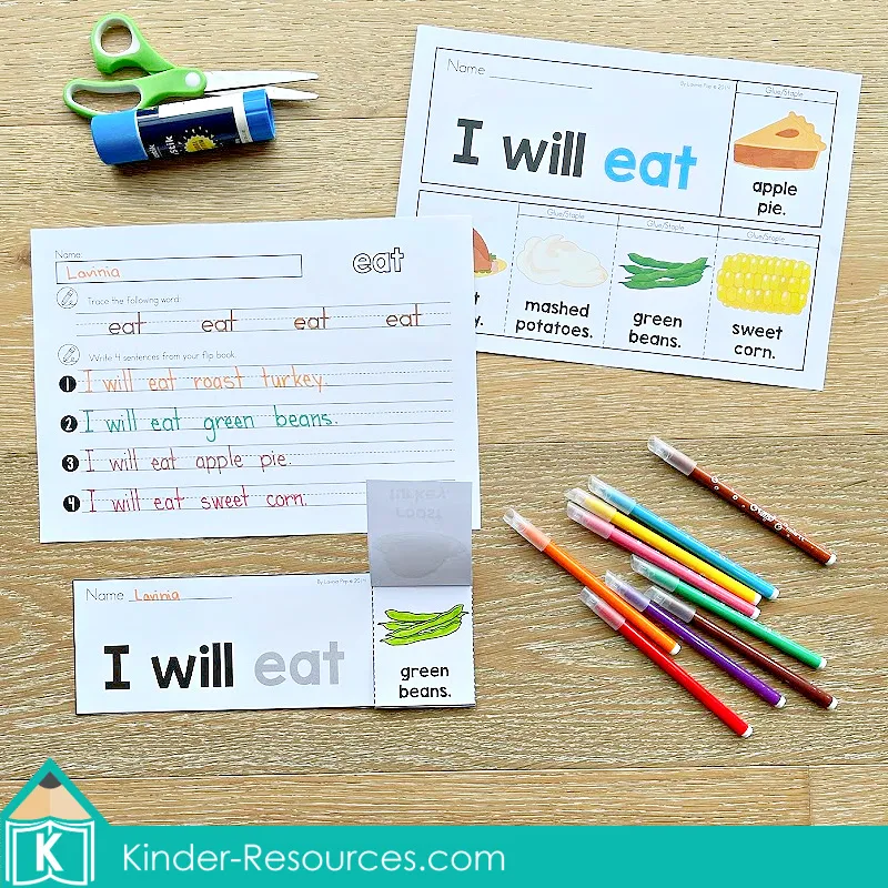 Thanksgiving Flip Books Printable Readers with worksheets