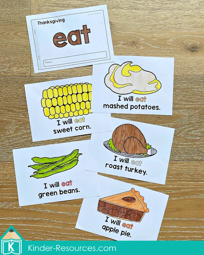 Thanksgiving Read and Trace Sight Word Readers for emergent and struggling readers