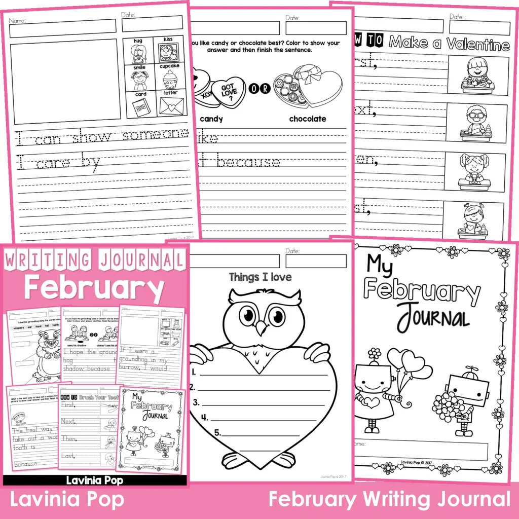 January Writing Journal Prompts | Valentine's Day. Includes a variety of text types: writing lists, labelling, procedures, opinion pieces, narrative text, letters and acrostic poems.
