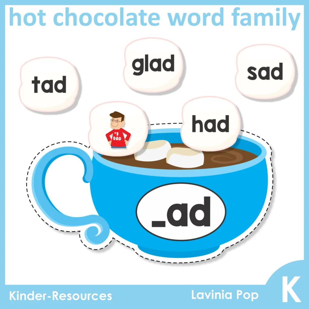 11 Winter Literacy Center Activities for Kindergarten | Morning Tubs | Bins Hot Chocolate Word Family