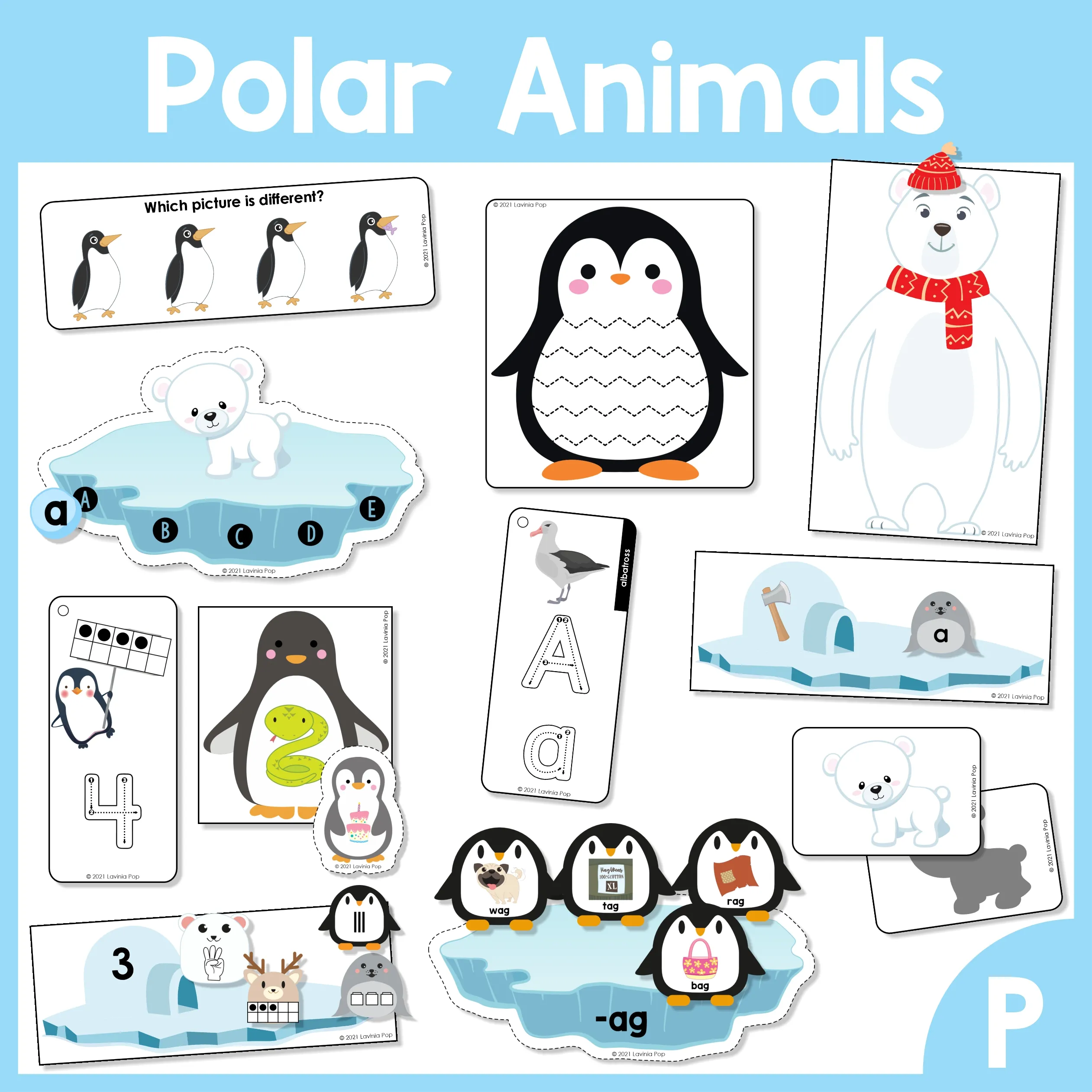 Arctic Animal Preschool Playdough Mats