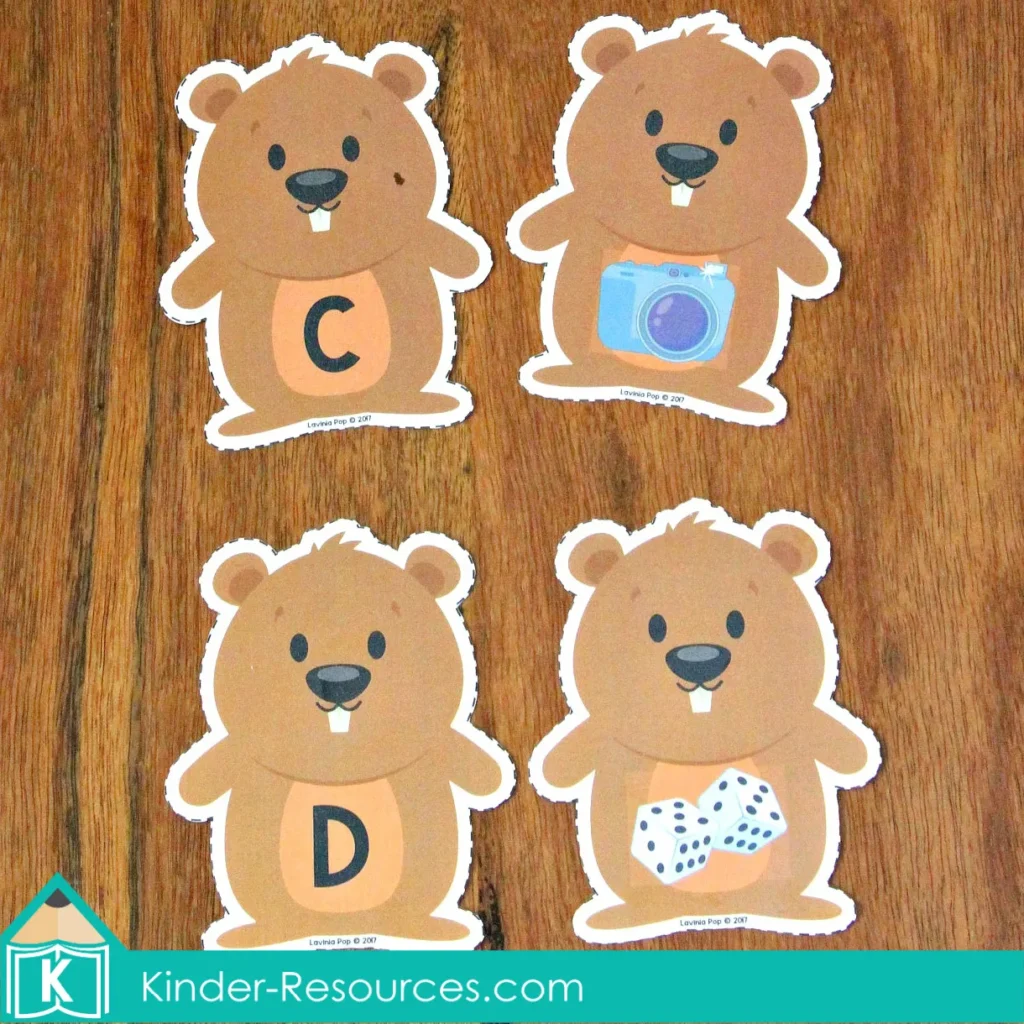 Groundhog Day Preschool Center Activity Beginning Sounds Match C-D