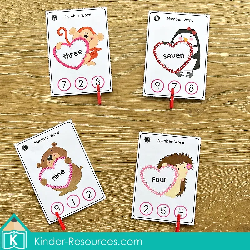 Valentine's Day Math Centers. Number Words