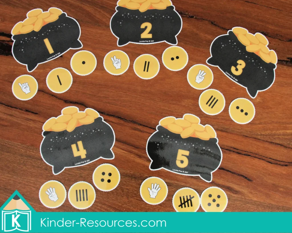 St Patrick's Day Preschool Center Activities Pot of Gold Number Sense