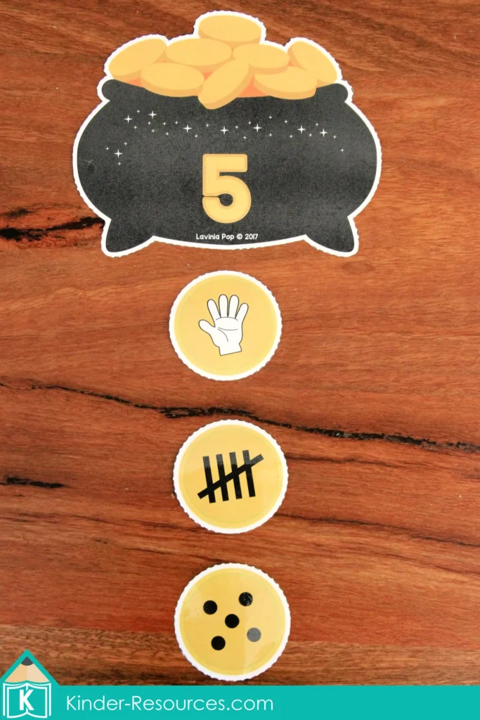 St Patrick's Day Preschool Center Activities Pot of Gold Number Sense Coins