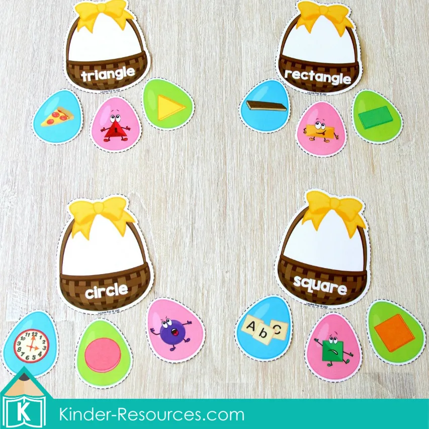 Easter Preschool Center Activities. Easter egg baskets shapes